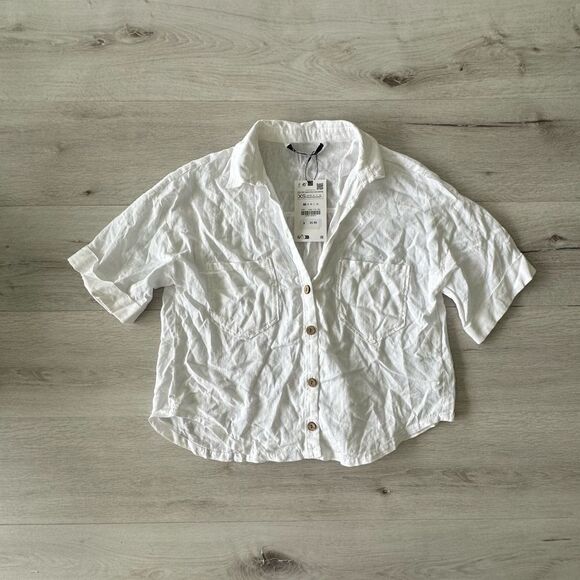 Zara Linen and Viscose Blend Blouse XS NWT - Picture 8 of 10